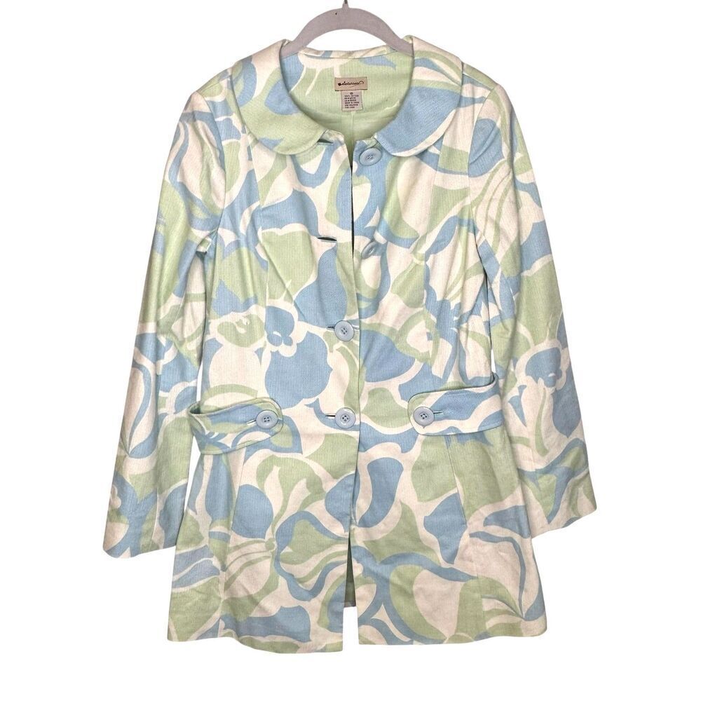 Anthropologie Elevenses Coat 10 Multicolor Floral Cotton Button Spring Jacket